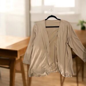 Beige Open Front Cardigan